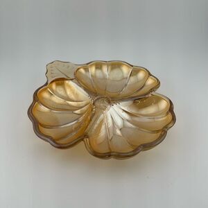 Vintage Indiana Marigold Carnival Glass Three Leaf Clover Candy Dishes